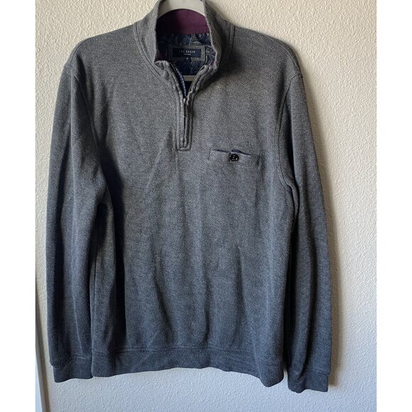 Ted Baker Other - Ted Baker Valerio 1/4 Zip Pullover Shirt Knit Top Size 4 Large Gray Classic